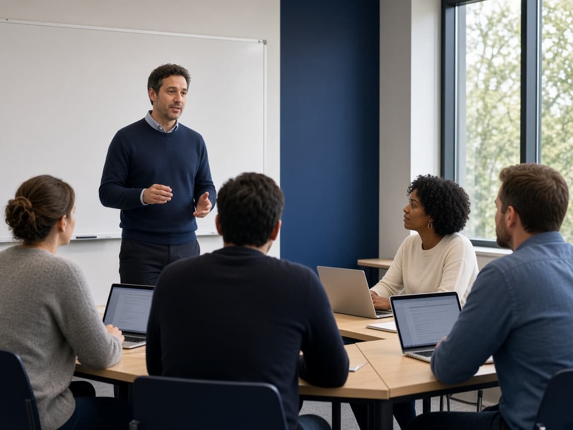 Enseignant donnant un cours en direct